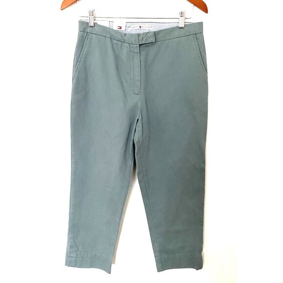 NWT Tommy Hilfiger Green Chinos Relaxed Fit Flat Front 100% Cotton Sz 8 - Picture 1 of 9
